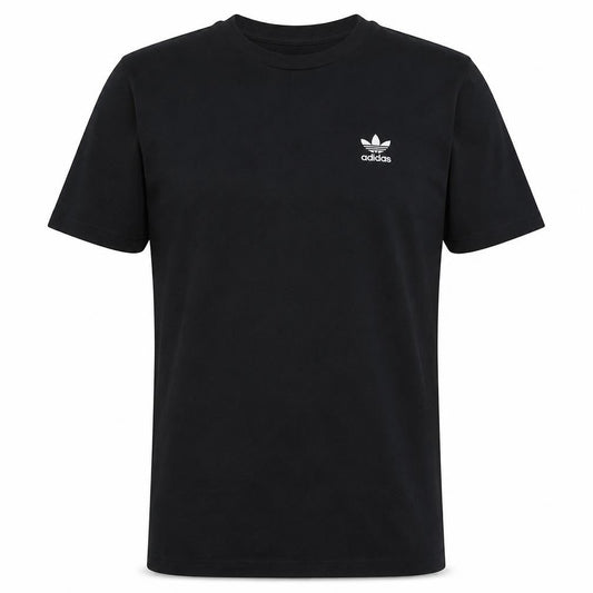 Front view of Adidas Men's Black Short Sleeve Crew Neck Cotton T-Shirt S