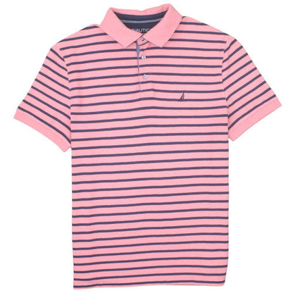 Nautica Men’s Pink Striped Classic Fit Polo Shirt Size L
