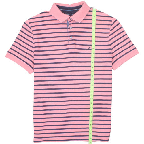 Nautica Men’s Pink Striped Classic Fit Polo Shirt Size L