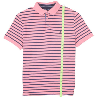 Nautica Men’s Pink Striped Classic Fit Polo Shirt Size L