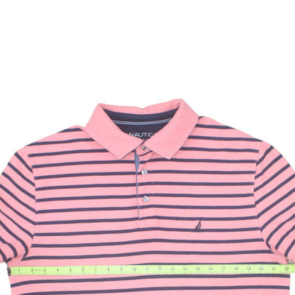 Nautica Men’s Pink Striped Classic Fit Polo Shirt Size L