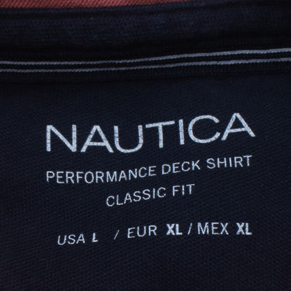 Nautica Men’s Pink Striped Classic Fit Polo Shirt Size L