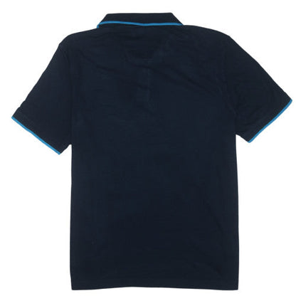 Nautica Men's Blue Striped Cotton Blend Polo Shirt XL Classic Fit
