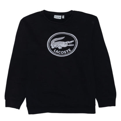 Lacoste Men's Black 2XL Crew Neck Logo Sweatshirt Regular Fit