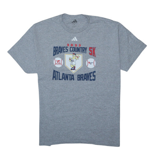 Adidas Mens Grey Braves Country 5K Graphic T-Shirt XL Sports Tee