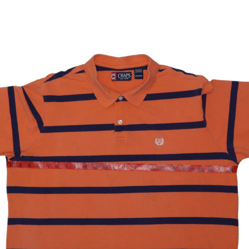 Chaps Men's Orange Striped 2XLT Cotton Polo Shirt