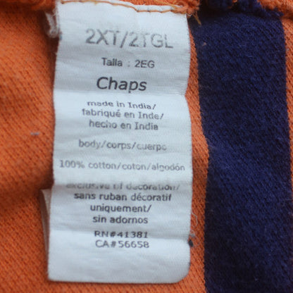 Chaps Men's Orange Striped 2XLT Cotton Polo Shirt