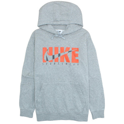 Nike Mens Grey L Pullover Hoodie Fleece Sportswear Graphic Print
