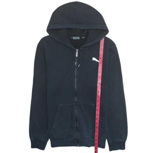 Puma Mens Black Full Zip Hoodie Size S Logo Fleece Sweatshirt