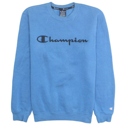 Champion Men's Blue Logo Crew Neck Fleece Sweatshirt M