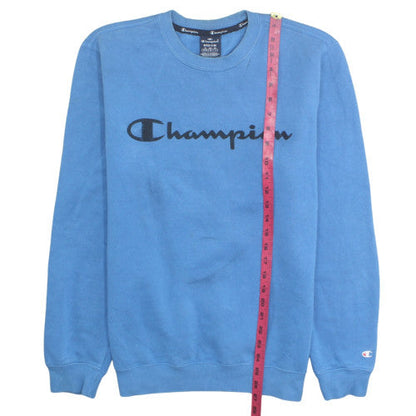 Champion Men's Blue Logo Crew Neck Fleece Sweatshirt M