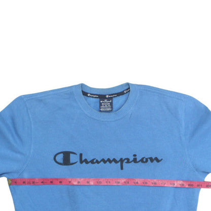 Champion Men's Blue Logo Crew Neck Fleece Sweatshirt M