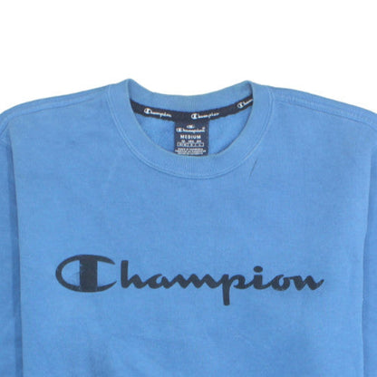 Champion Men's Blue Logo Crew Neck Fleece Sweatshirt M