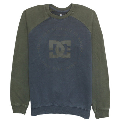 DC Men Green Crew Neck Fleece Logo Sweatshirt Size Small
