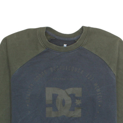 DC Men Green Crew Neck Fleece Logo Sweatshirt Size Small