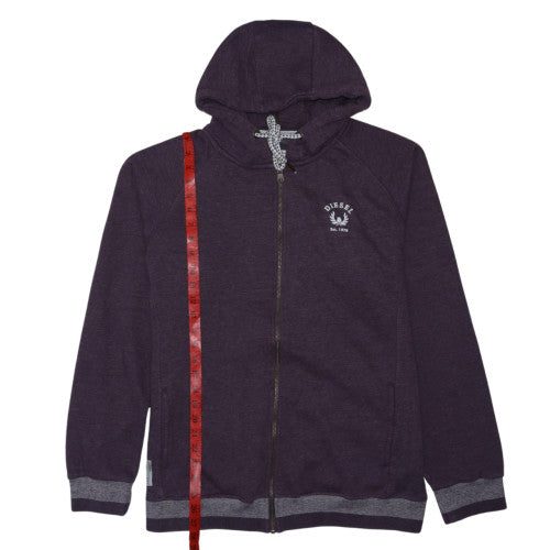 Diesel Mens Purple Full Zip Hoodie 2XL Classic Hooded Sweatshirt