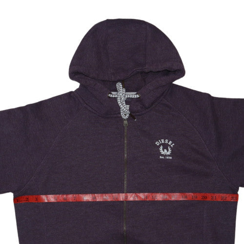 Diesel Mens Purple Full Zip Hoodie 2XL Classic Hooded Sweatshirt