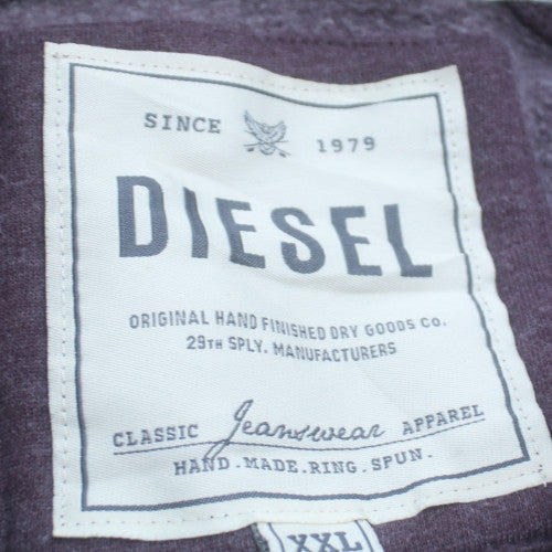 Diesel Mens Purple Full Zip Hoodie 2XL Classic Hooded Sweatshirt