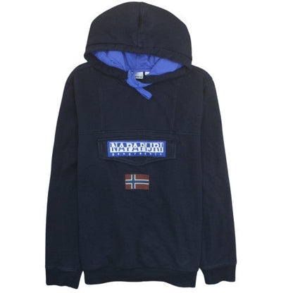 Napapijri Men's Blue XXL Pullover Hoodie Fleece Lined Outdoor
