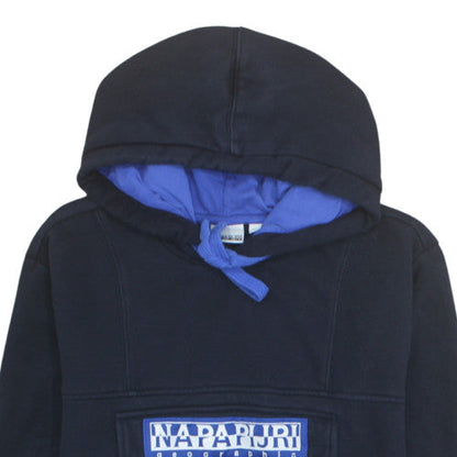 Napapijri Men's Blue XXL Pullover Hoodie Fleece Lined Outdoor