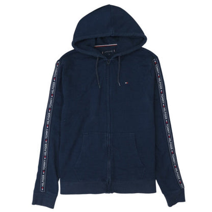 Tommy Hilfiger Men's Blue Full Zip Hoodie XL Logo Trim