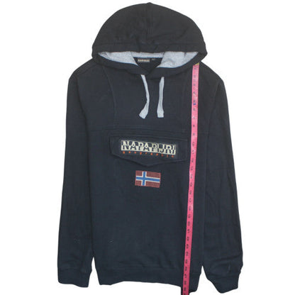Napapijri Men's Black Pullover Hoodie M Logo Outdoor Fleece