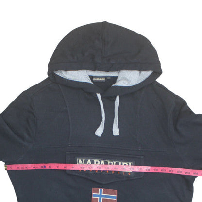 Napapijri Men's Black Pullover Hoodie M Logo Outdoor Fleece