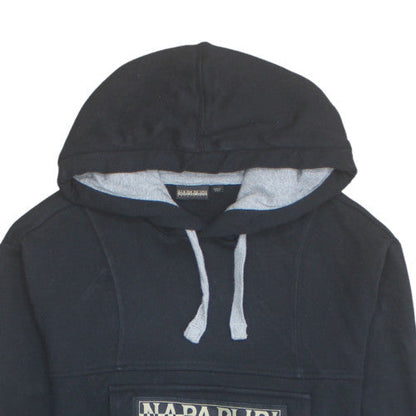 Napapijri Men's Black Pullover Hoodie M Logo Outdoor Fleece