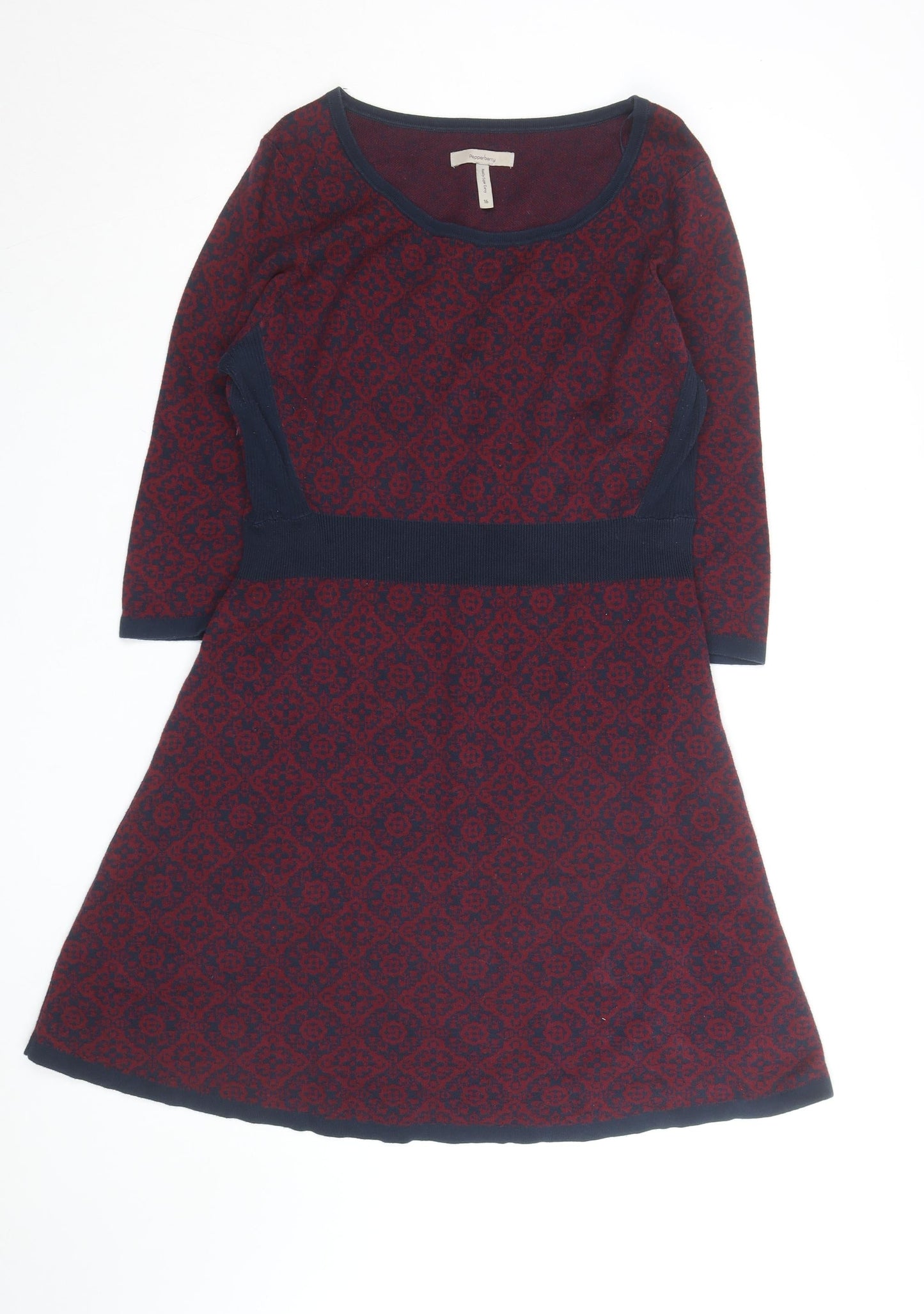 Pepperberry Womens Red Knee Length A-Line Knit Dress Size 16