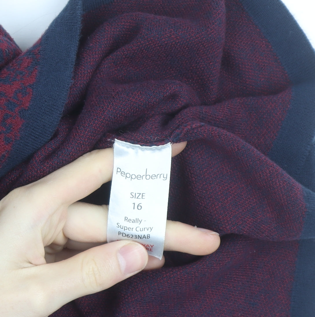 Pepperberry Womens Red Knee Length A-Line Knit Dress Size 16