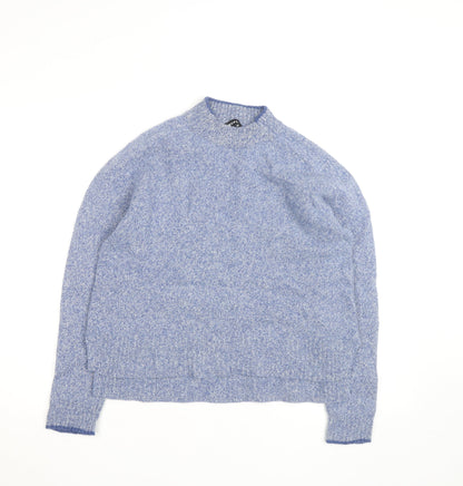 Whistles Women Blue Mock Neck Merino Wool Jumper M