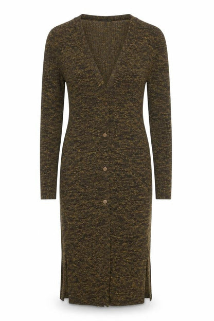 Topshop Women Brown Knit Bodycon Midi Dress Size 6 Long Sleeve