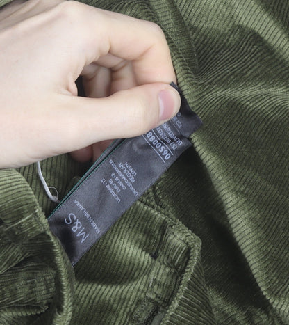Marks and Spencer Women’s Green Corduroy Trousers Size 12 Regular Fit