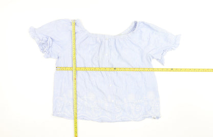 St. Bernard Blue Embroidered Cotton Tunic Blouse Women’s Size 16