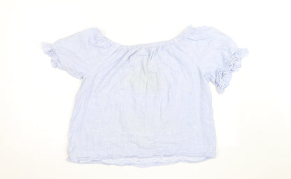 St. Bernard Blue Embroidered Cotton Tunic Blouse Women’s Size 16