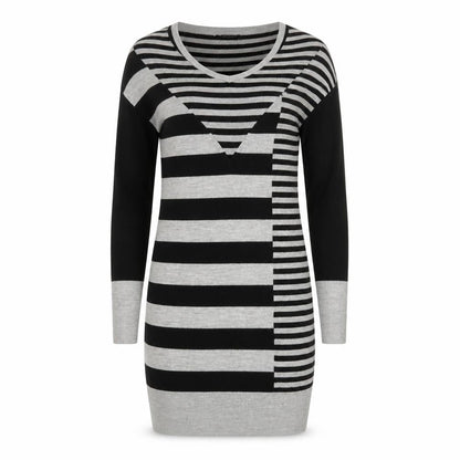 Ted Baker Women’s Grey Striped Wool Jumper Dress Size S Cowl Neck