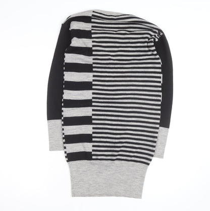 Ted Baker Women’s Grey Striped Wool Jumper Dress Size S Cowl Neck