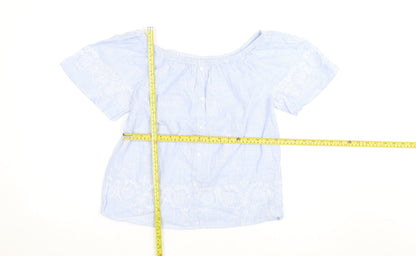 Dunnes Stores Women’s Blue Embroidered Off Shoulder Blouse Size 8