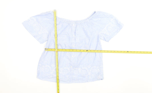 Dunnes Stores Women’s Blue Embroidered Off Shoulder Blouse Size 8