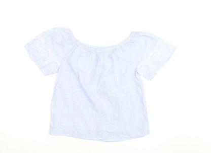 Dunnes Stores Women’s Blue Embroidered Off Shoulder Blouse Size 8