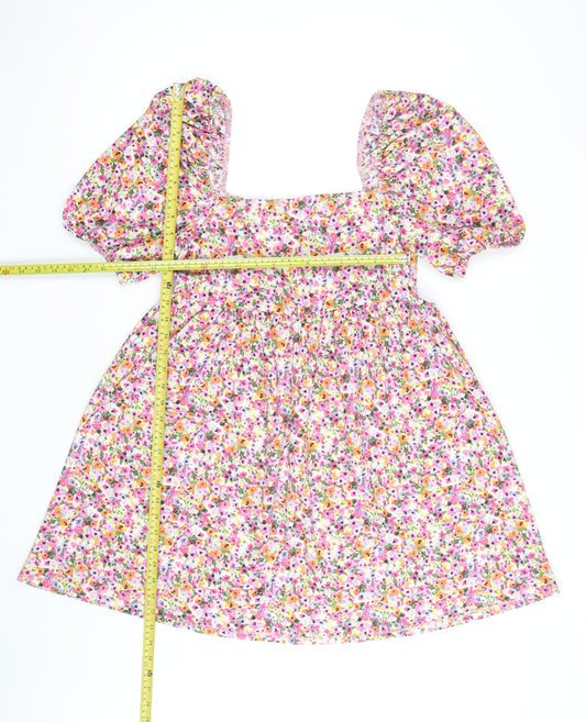 Primark Women’s Multicoloured Floral Skater Dress S Short Puff Sleeve