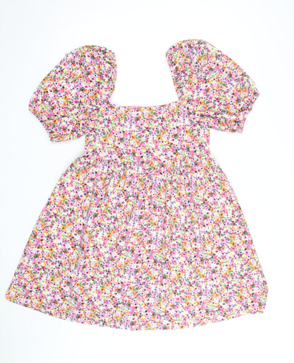 Primark Women’s Multicoloured Floral Skater Dress S Short Puff Sleeve