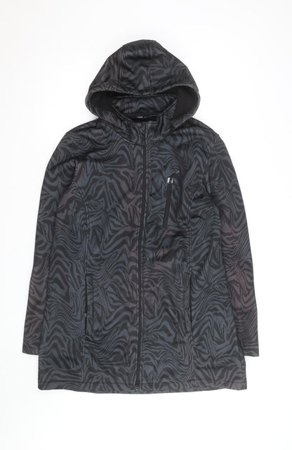 H&M Mens Black Animal Print Softshell Hooded Jacket Size M
