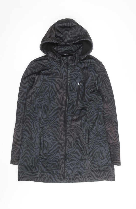 H&M Mens Black Animal Print Softshell Hooded Jacket Size M