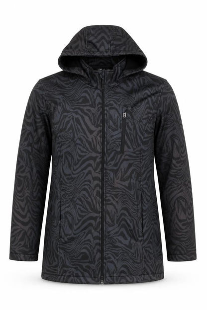 H&M Mens Black Animal Print Softshell Hooded Jacket Size M