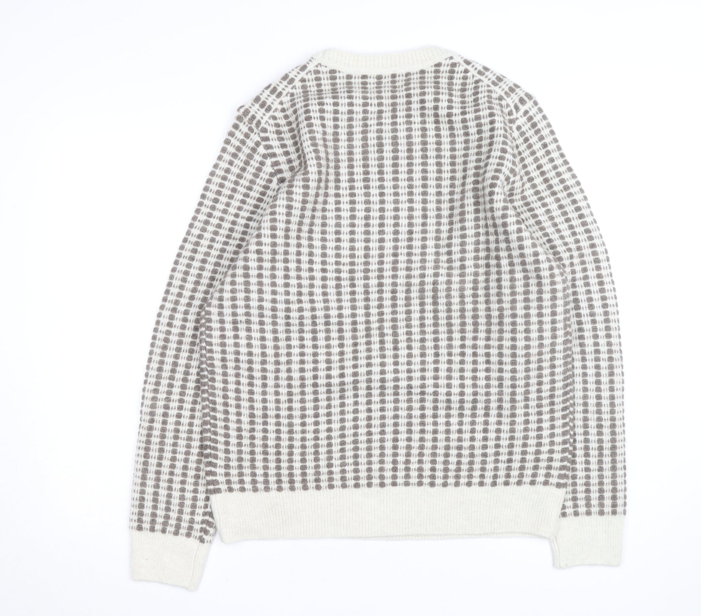 Marks and Spencer Women's Grey Check Knit Crew Neck Jumper M