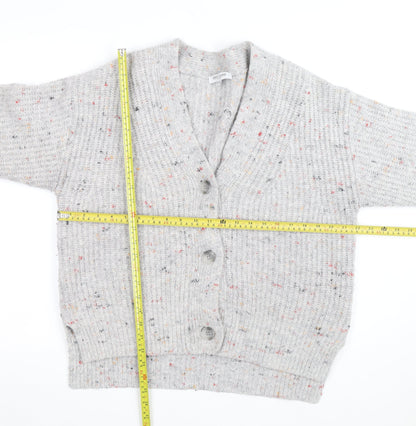 Great Plains Women's Grey Chunky Knit V-Neck Cardigan Size 10