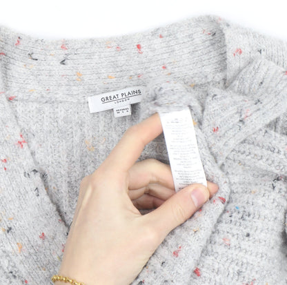 Great Plains Women's Grey Chunky Knit V-Neck Cardigan Size 10