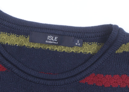 Isle Essentials Unisex Multicoloured Striped Knit Jumper Size S