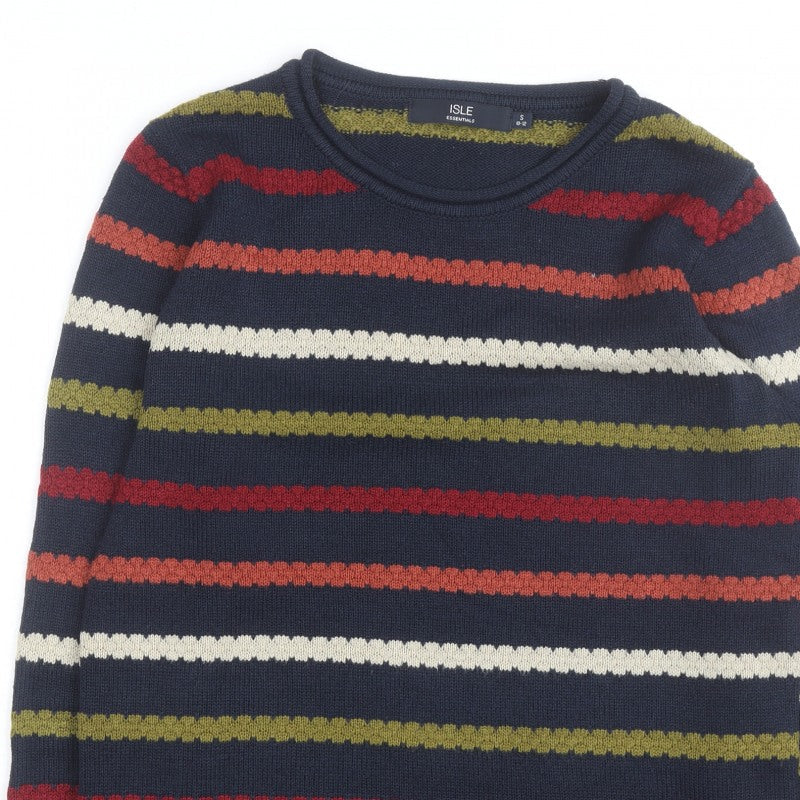 Isle Essentials Unisex Multicoloured Striped Knit Jumper Size S